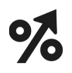 Thrive - Percent icon with an arrow through the middle