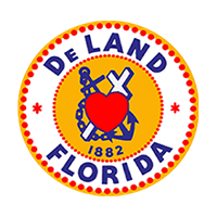 DeLand Florida 1882 logo with an anchor, heart and cross in the center of the seal.
