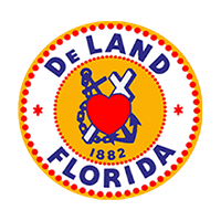 DeLand Florida 1882 logo with an anchor, heart and cross in the center of the seal.