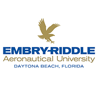 Embry-Riddle Aeronautical university Daytona Beach, Florida logo with an eagle landing