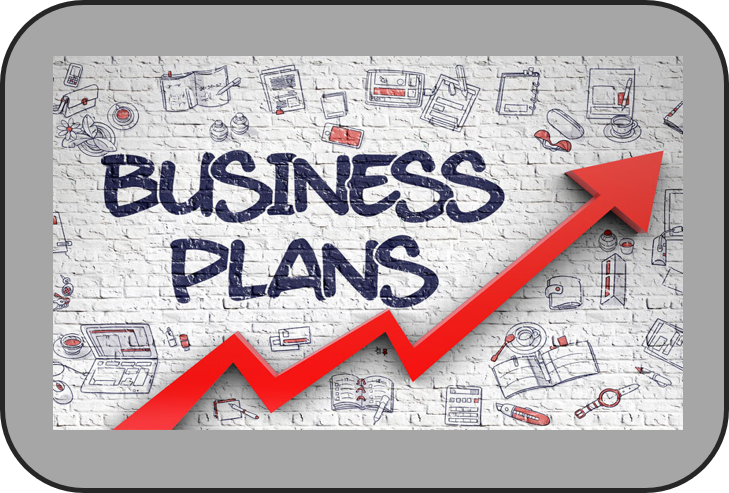 Business plans with an arrow going up