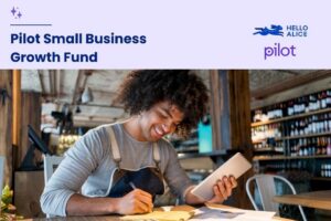 Pilot Small Business Growth Fund with a photo of a person writing at their desk