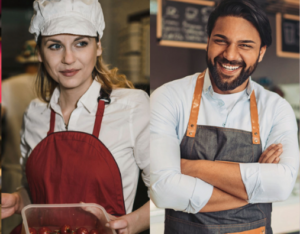 Photo of two chefs in aprons