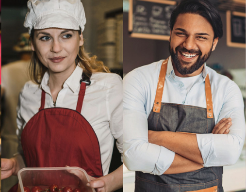 Photo of two chefs in aprons